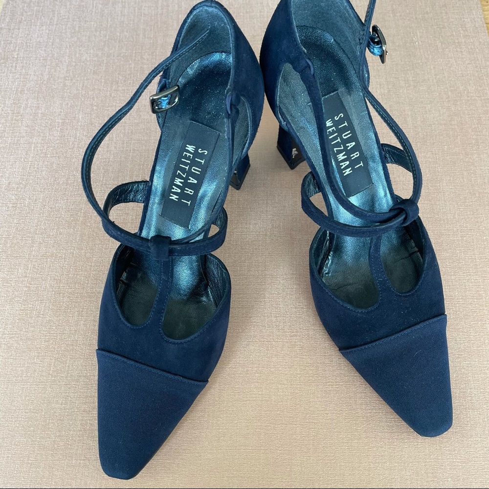 Stuart Weitzman Size 6 black suede/silk pumps